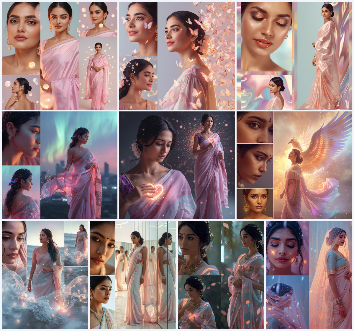 10+ Creative AI Prompts for Women That Turn Simple Saree Looks into Eye Catching Cinematic Visual Content