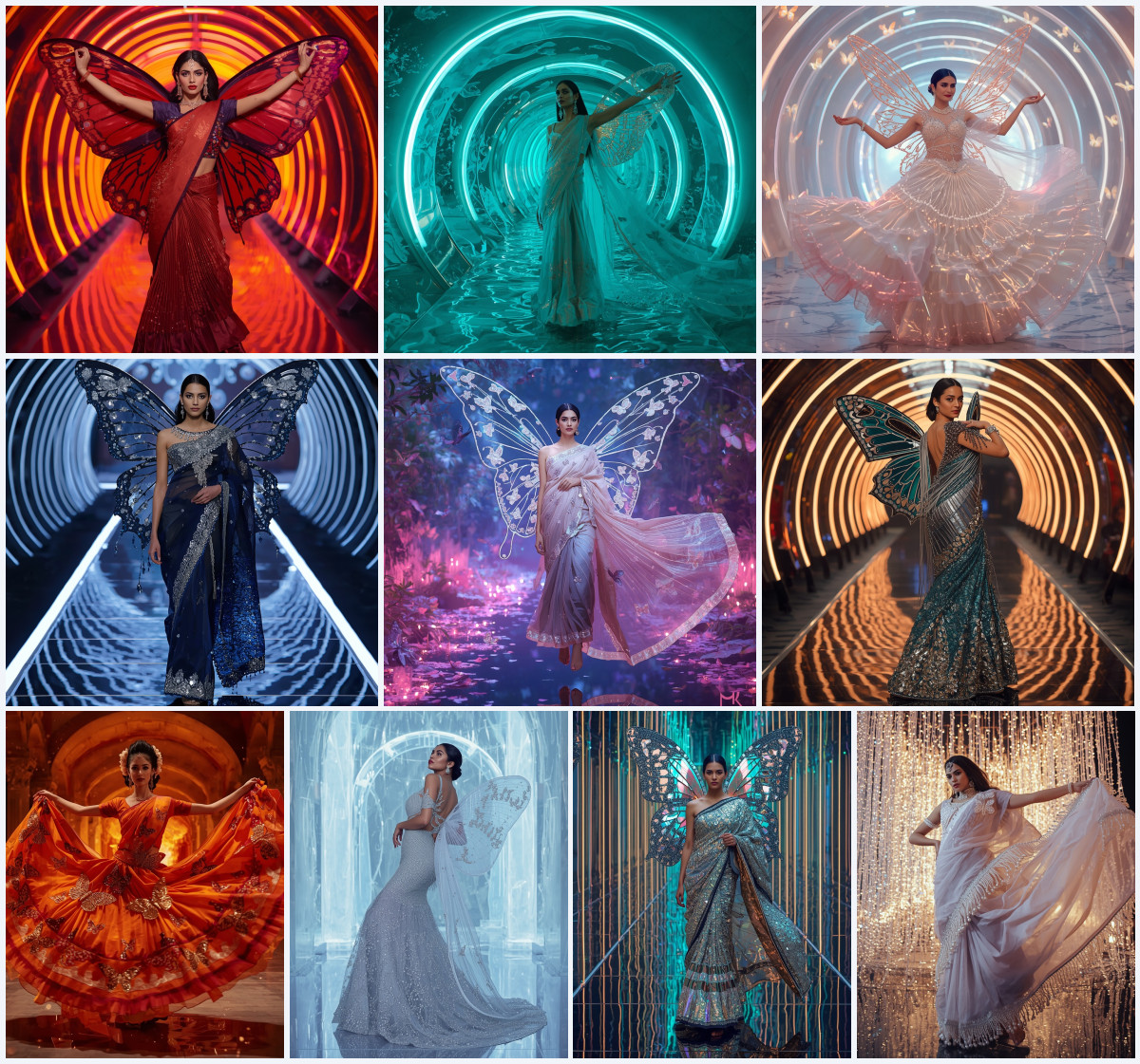 10+ Crimson Flame Butterfly Saree AI Prompts to Generate Passionate Dramatic Fashion Editorials - Main Thumbnail