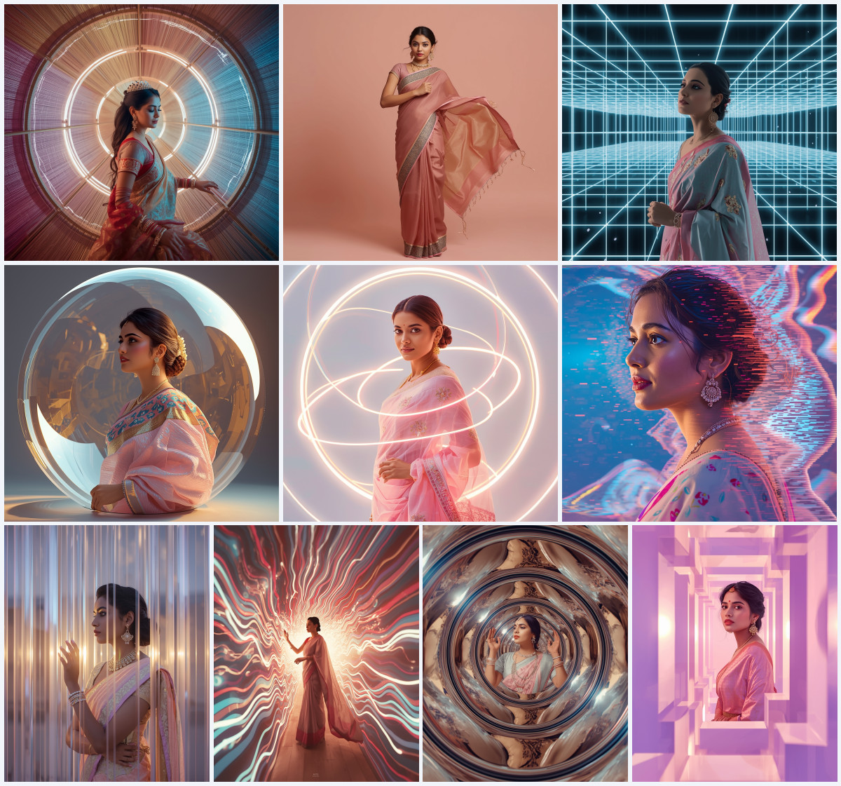 10+ Crinkled Crepe Saree AI Prompts for Bright Photorealistic Glamour Portraits