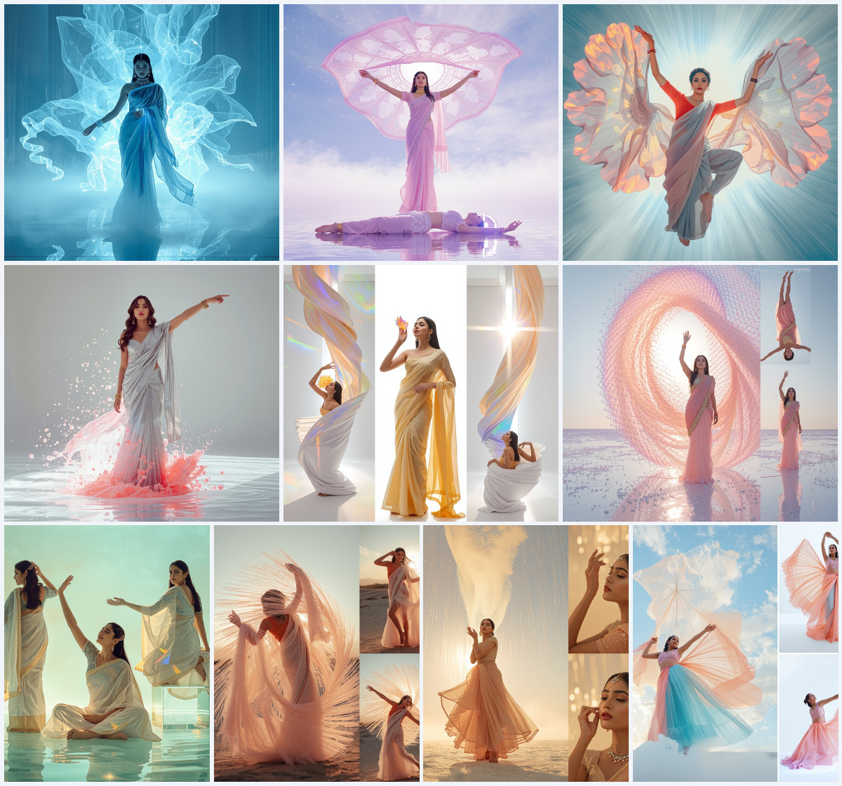 10+ Geometric Mirror-Work Chiffon Modern Saree AI Prompts for Dazzling Grids via Gemini and ChatGPT