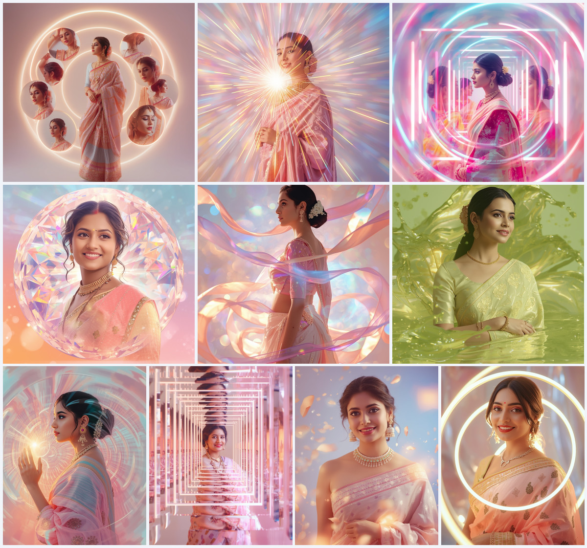 10+ Liquid Chrome Fancy Saree AI Prompts for High-Fashion Photography via Gemini, Grok, and ChatGPT