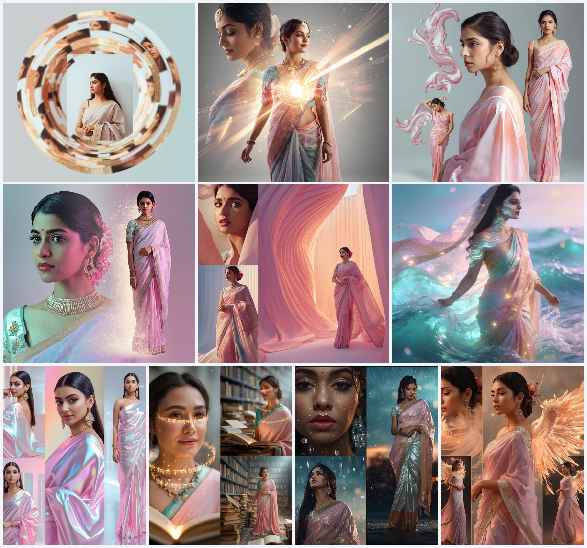 10+ Motion Style Saree AI Prompts to Create Dynamic Ethnic Photos with Flowing Fabric Effects