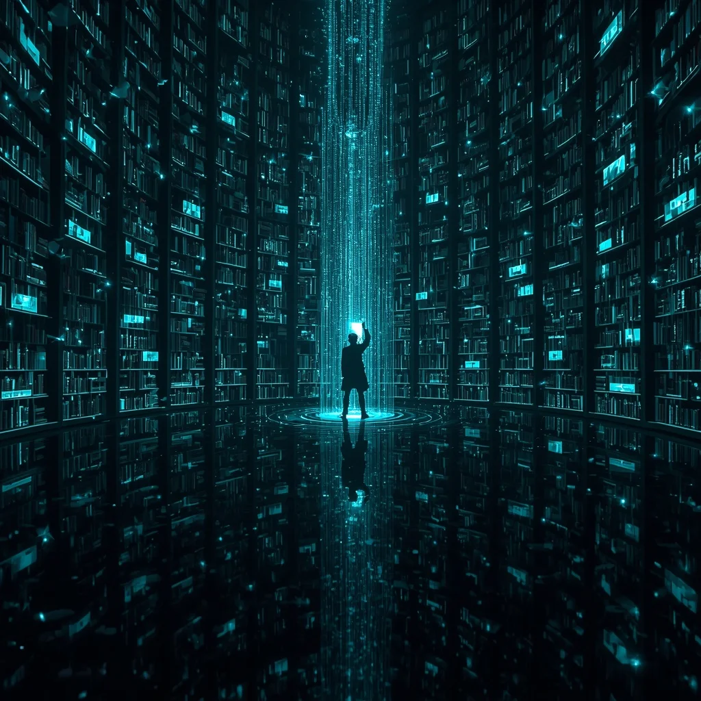 A Library Where Books are Pulsing Holographic Neural Synapses | Instagram Prompt For Pic