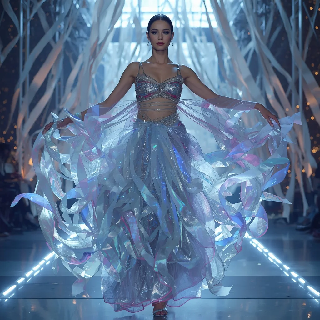 Anti-Gravity Ribbon Cloud Saree with Floating Fabric Strands | Ultra Realistic Ai Prompt