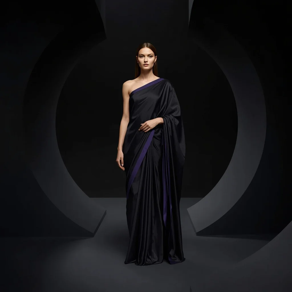 Anti-Matter Silk Rift Saree with Shadow Collapse Chamber | ChatGPT Photo Editing Prompts For Girl