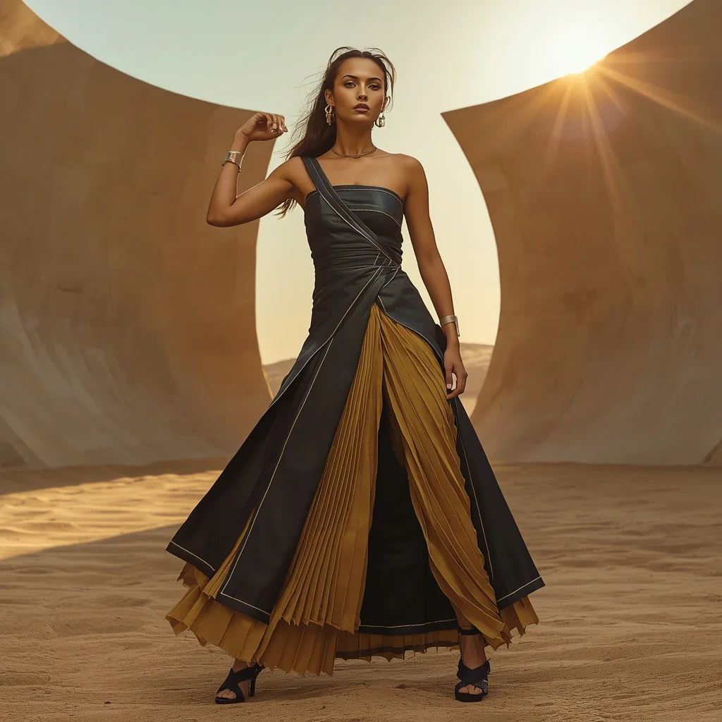 Anti-Solar Mirage Armor Saree with Desert Void Horizon | Prompt Ai
