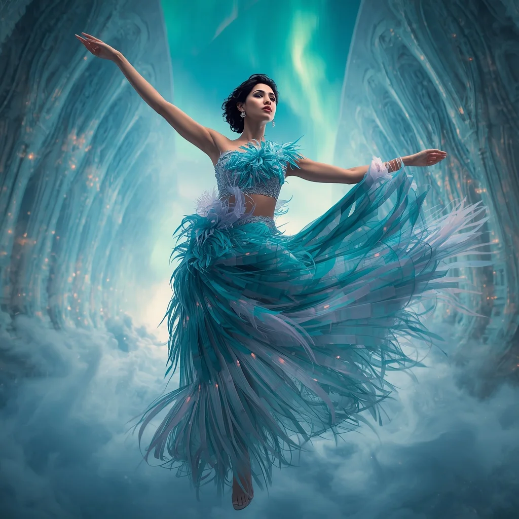 Aurora Plasma Feather Saree with Sky Energy Rift | Realistic Ai Prompt