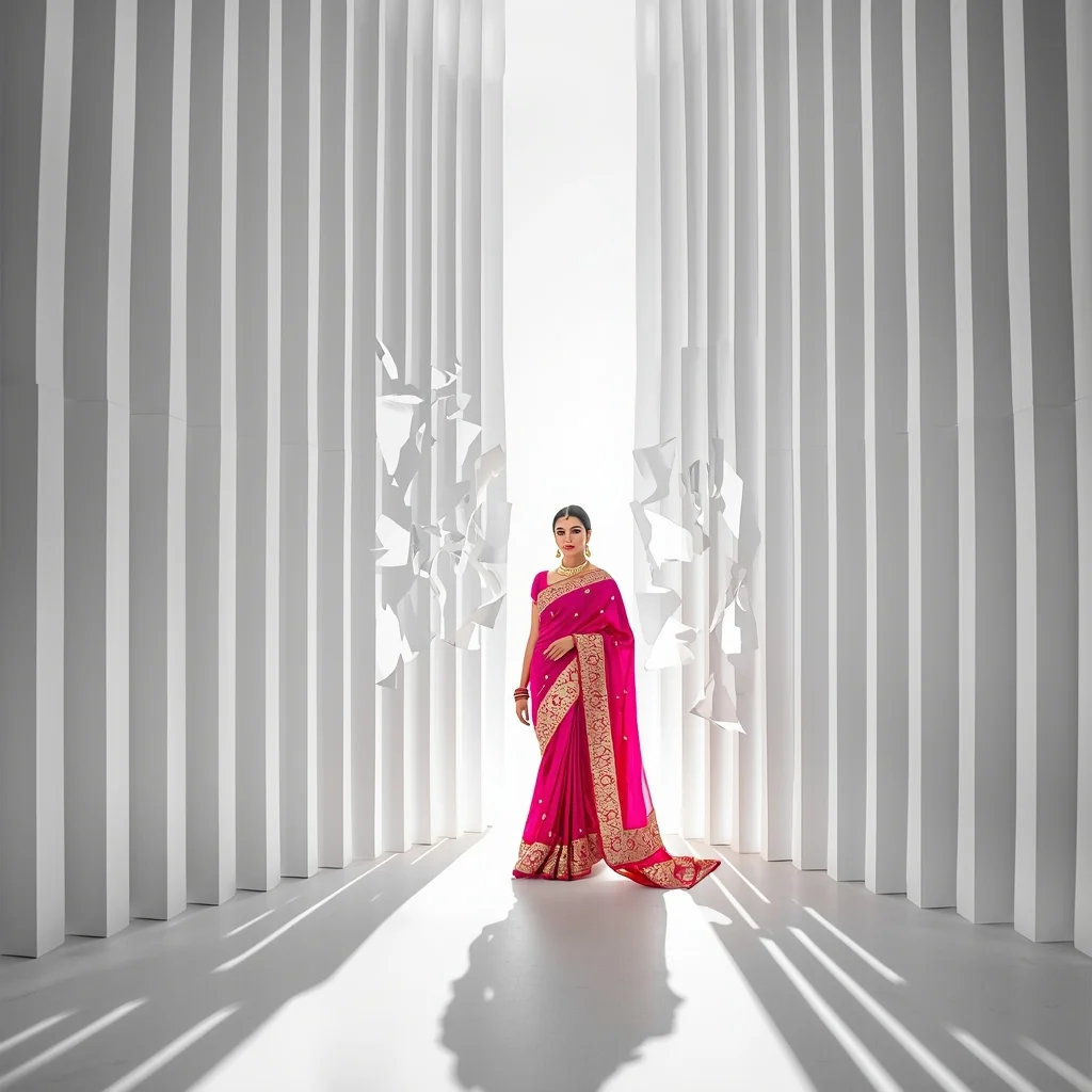 Bright Light Curtain Grid Breakdown Storyboard Radiant Aesthetics Vogue | Saree Instagram Ai Prompt