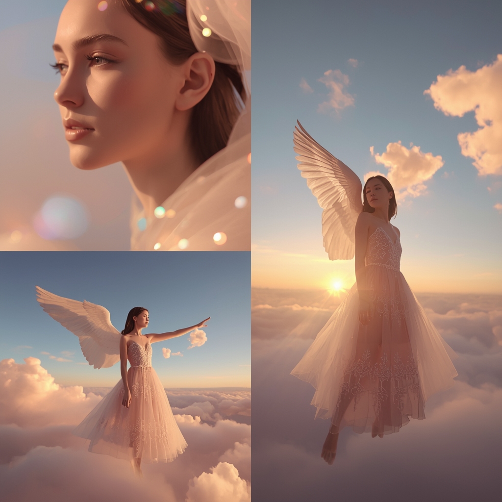 Cloud Glow Fantasy Collage With Sky Light Horizon Dress | Face Ai Prompt