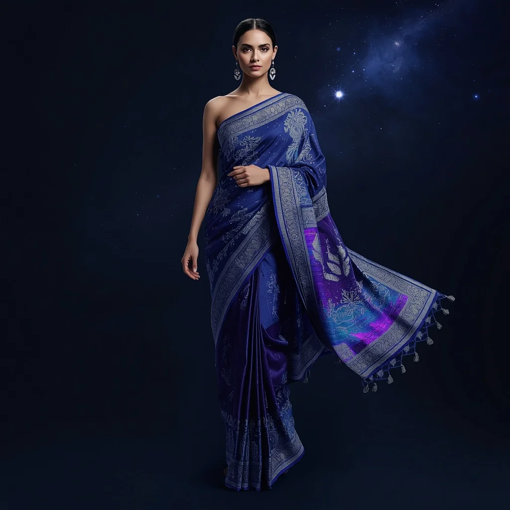 Cosmic Neural Fabric Saree with Infinite Data Galaxy | Google Prompt