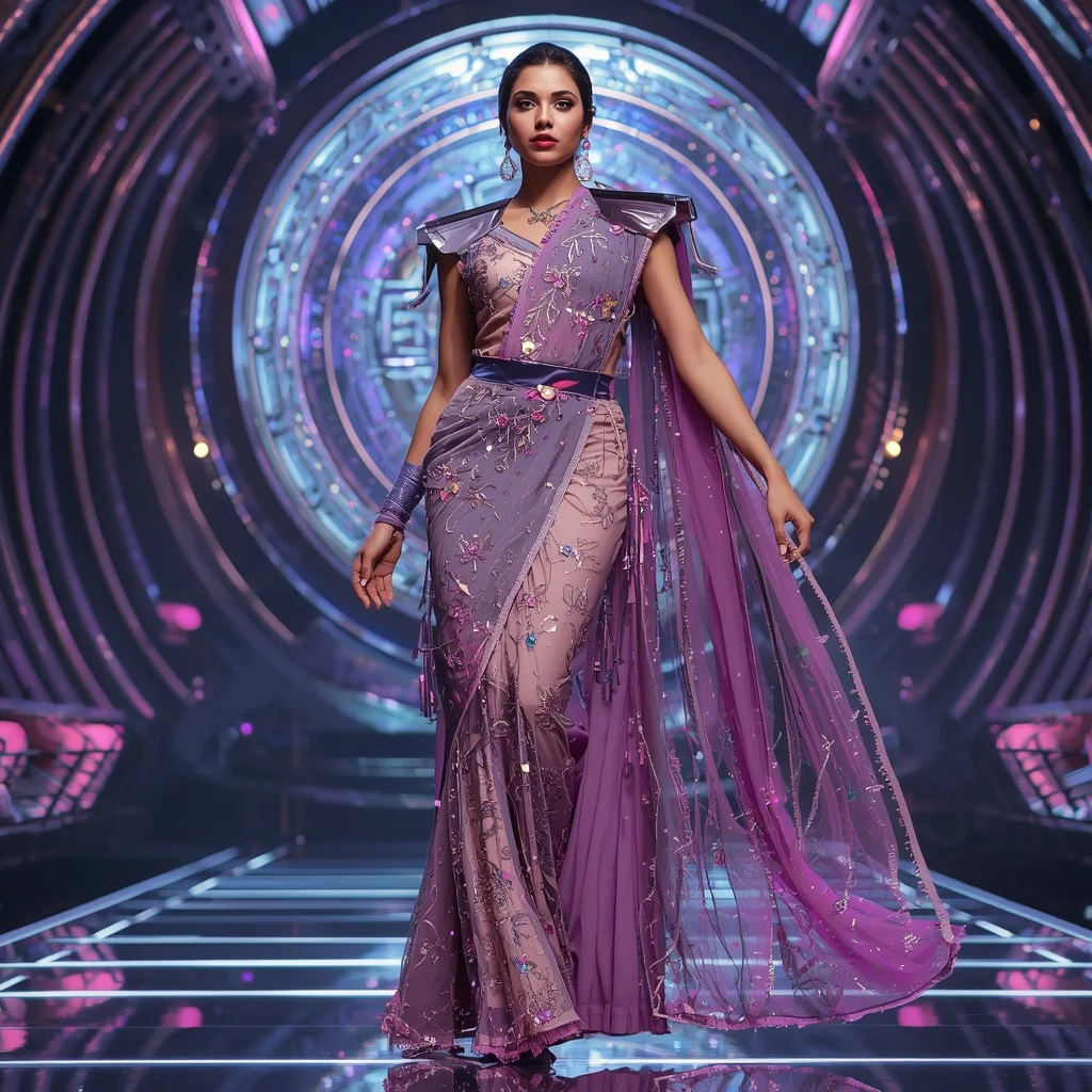Cosmic Orchid Radiance Apex Quantum Armor Saree with Floating Prism Energy Vault Sphere Nexus Core Reactor System | Prompt Trending Girl 2026