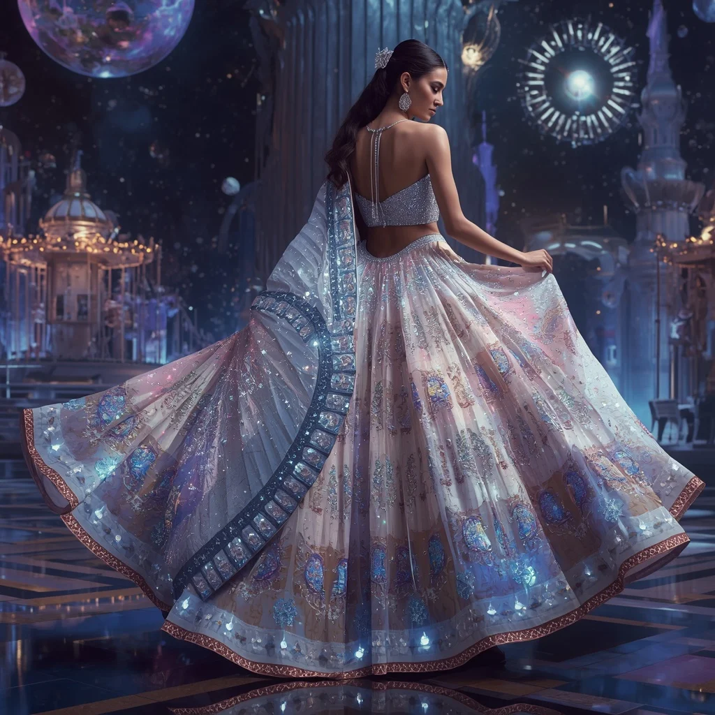 Crystal Galaxy Carousel Saree with Orbit Festival Empire | Best Prompt For Traditional Look For Girl Chatgpt