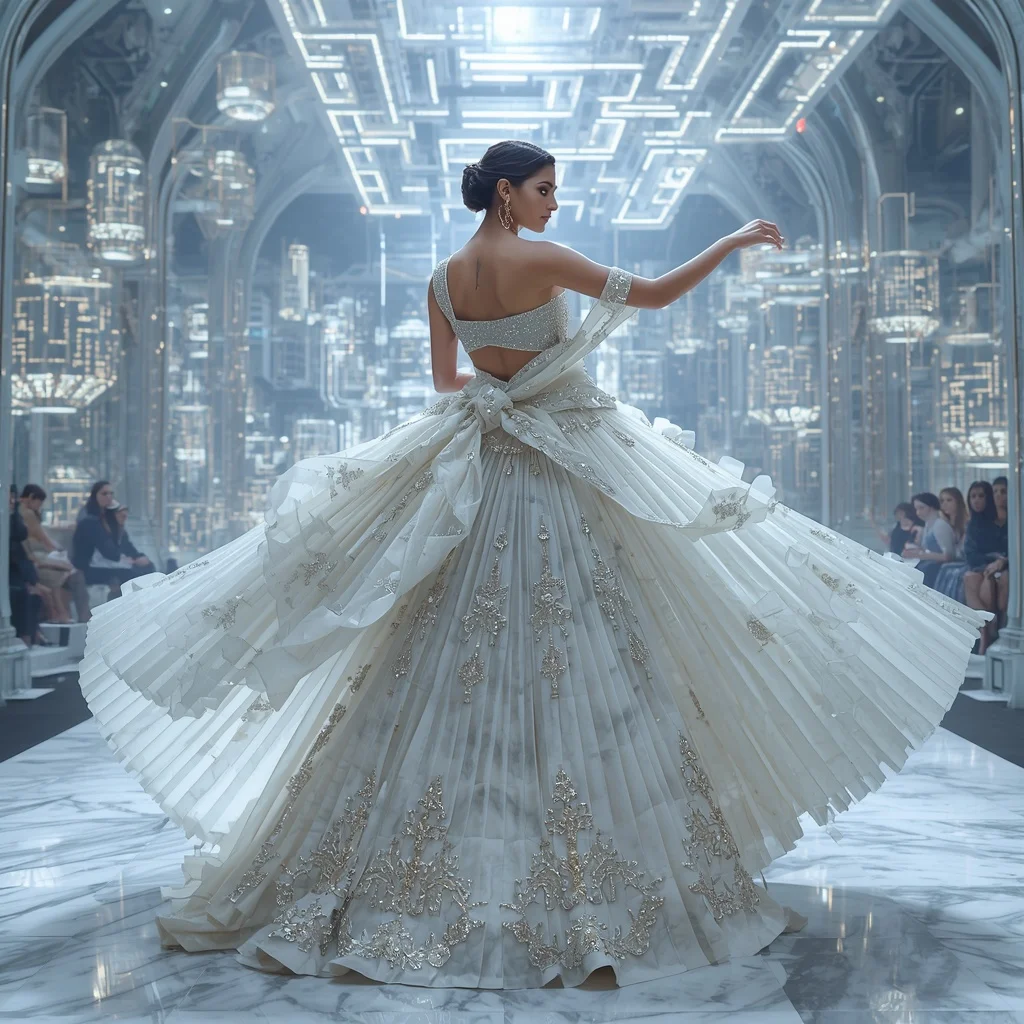 Crystal Marble Maze Saree with Floating Palace Labyrinth Empire | Indian Girl Ai Prompt