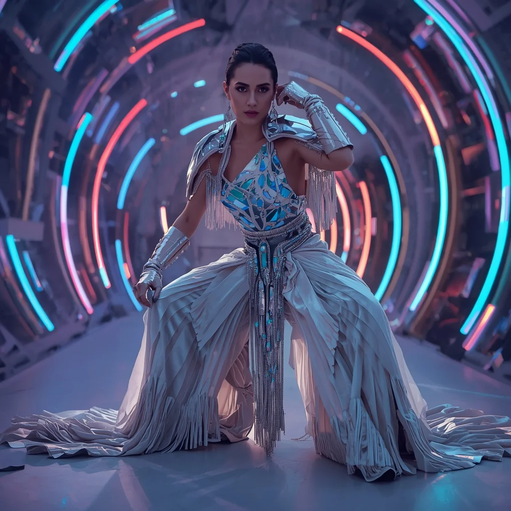 Crystal Meteor Empress Saree with Infinity Spiral Reflection Observatory | Realistic Ai Prompt