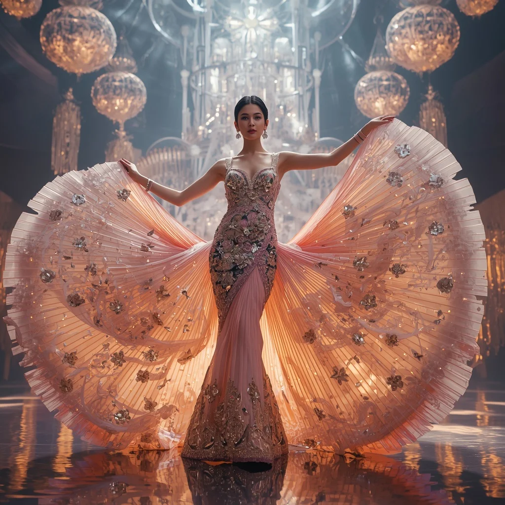 Crystal Opera House Saree with Floating Symphony Architecture Realm | Festival Prompt