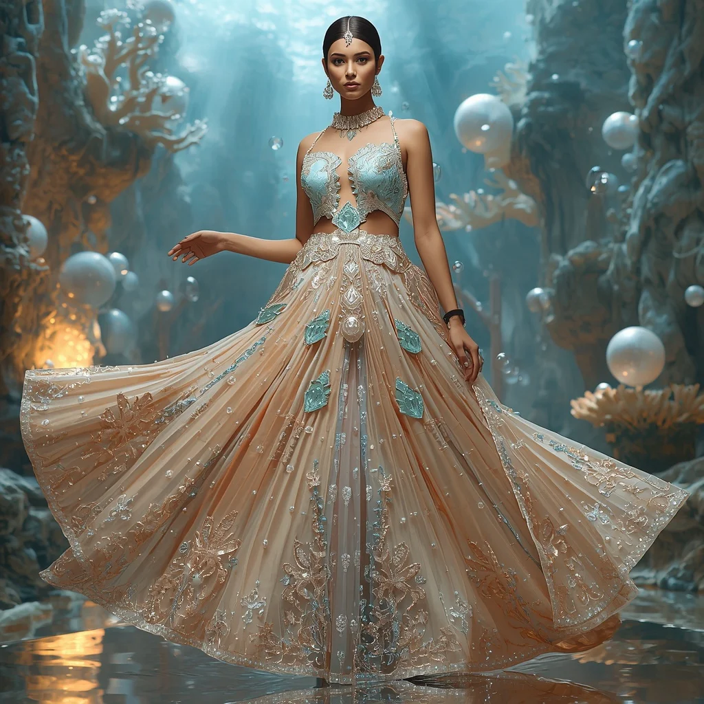 Crystal Pearl Reef Saree with Luxury Ocean Pavilion Kingdom | Chatgpt Prompt