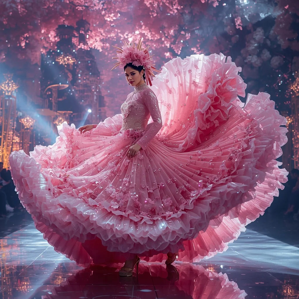 Crystal Sakura Storm Saree with Floating Blossom Cyclone Empire | Free Ai Prompt