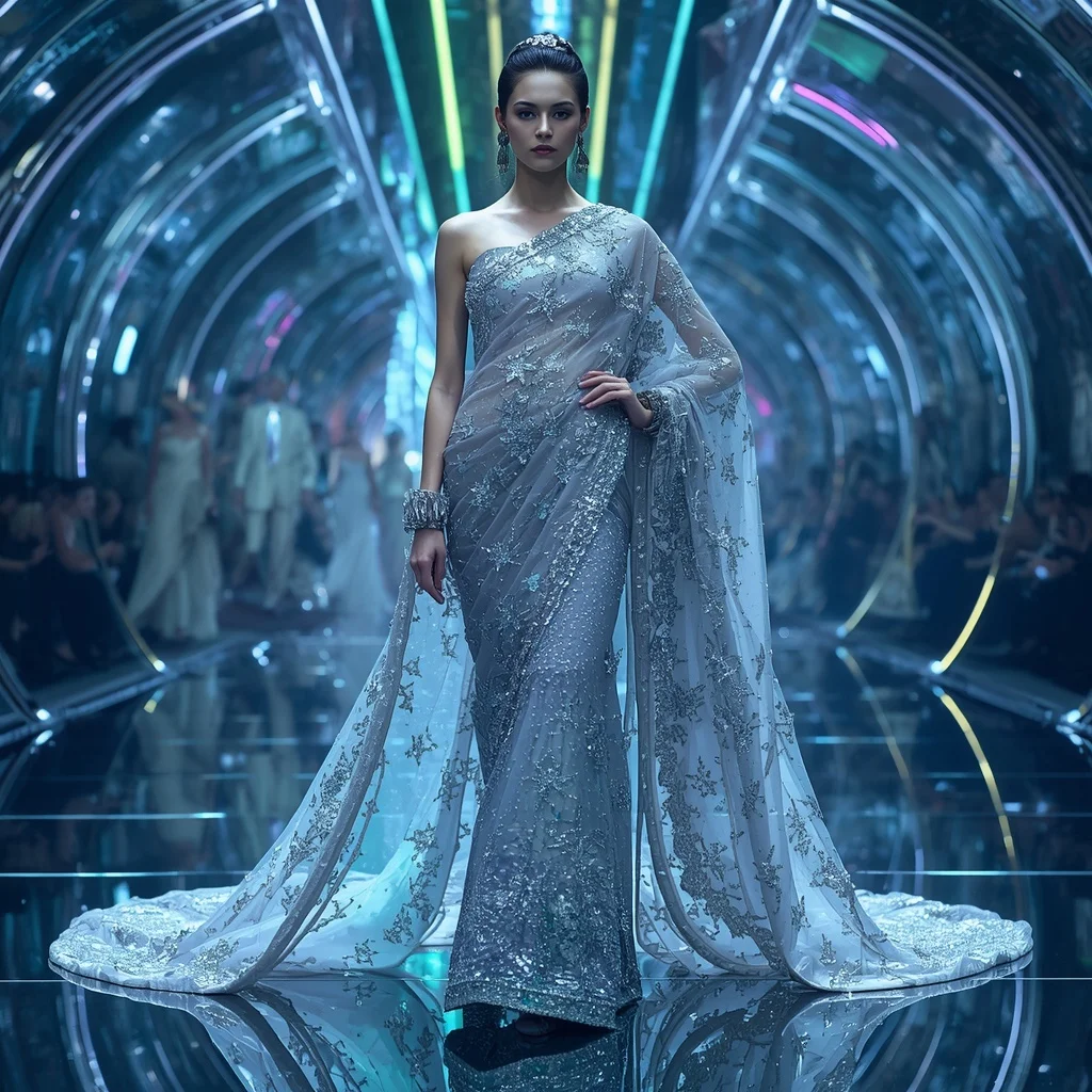 Crystal Storm Celestial Eternity Saree with One Thousand Editorial Poses and Infinity Hologram Eternal Omniverse | Motivation Ai Prompt
