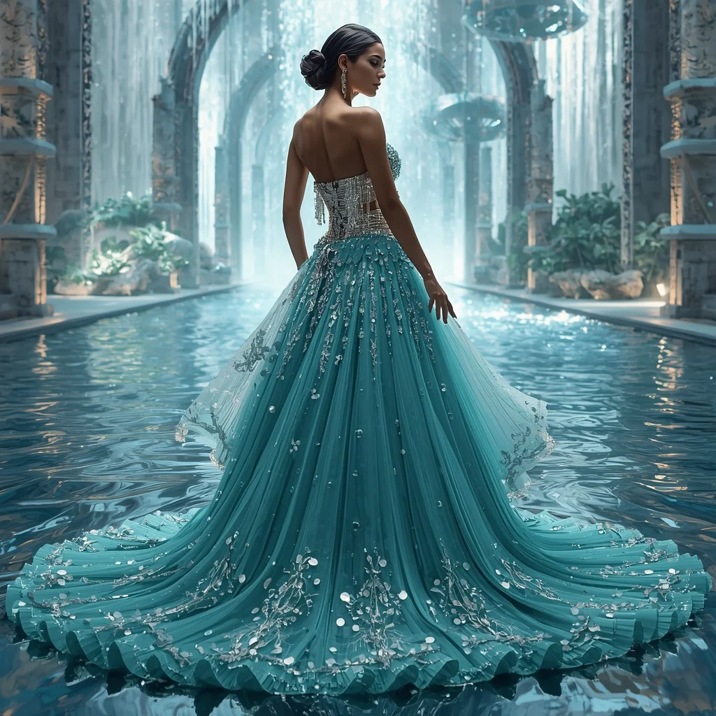 Crystal Waterfall Arch Saree with Infinity Cascade Palace | New Instagram Trend Prompt For Girl And Boy Copy And Paste