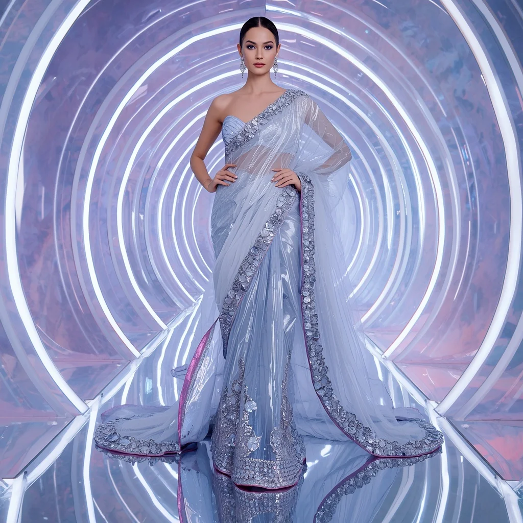 Diamond Ice Quantum Megaverse Saree with Five Thousand Fashion Poses and Holographic Aurora Infinite Realm | Instagram Post Ai Prompt