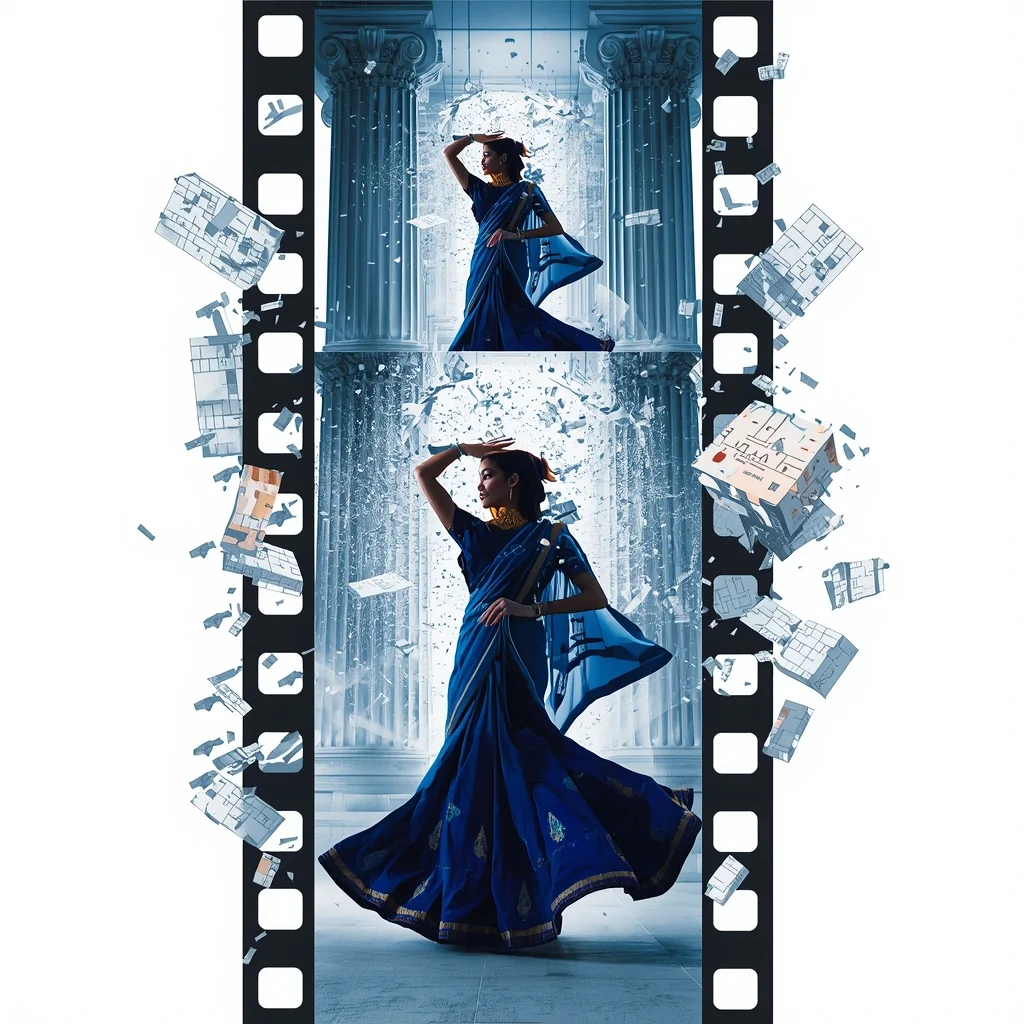 Dream Loop Grid Breakdown Strip Epic Architectural Light Flow | Beautiful Saree Girl Ai Prompt