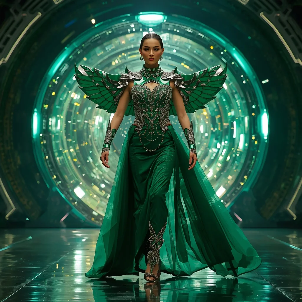 Emerald Cosmic Blade Apex Infinity Armor Saree with Floating Prism Collapse Reactor Dome Nexus Singularity Core System Field Engine | Prompt Seen Girl Photo Editing ChatGPT