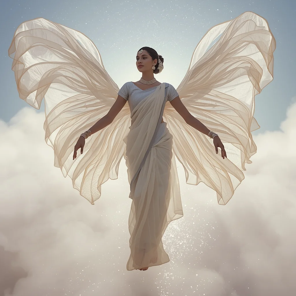 Festival Fancy Saree Aerogel Structural Wings Drape | Traditional Saree Prompt Pdf