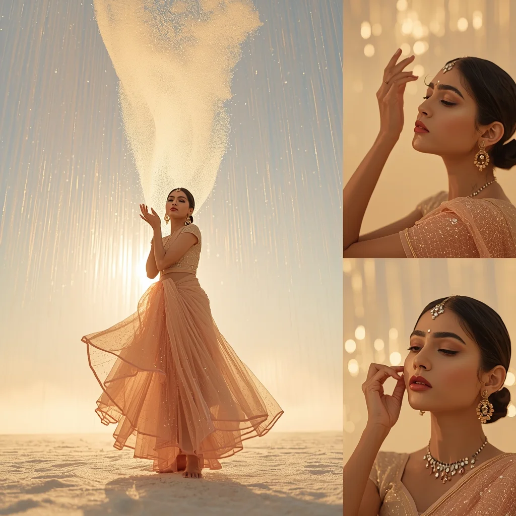Festival Fancy Saree Quantum-Entangled Star-Dust Tulle | Saree Dp Ai Prompt