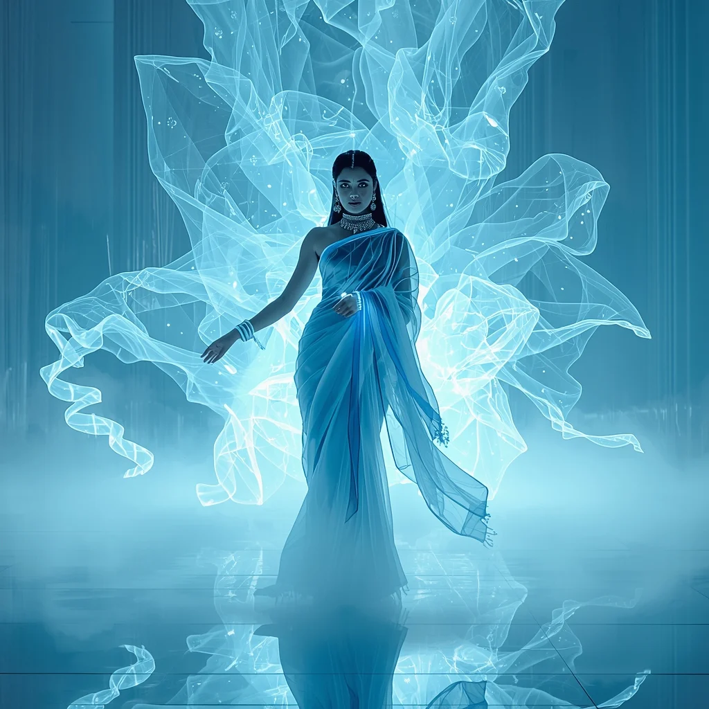 Festive Fancy Saree Bionic Bioluminescent Jellyfish-Silk | Chatgpt Prompt For Photo Editing Trending