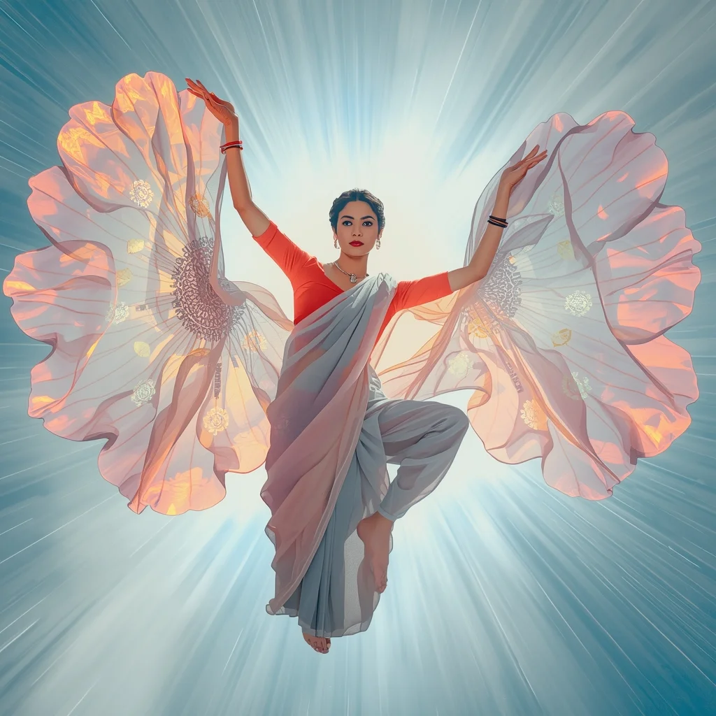 Festive Fancy Saree Holographic Memory-Foam Organza | Gemini Ai Photo Prompt Copy Paste Trending 2026 Instagram