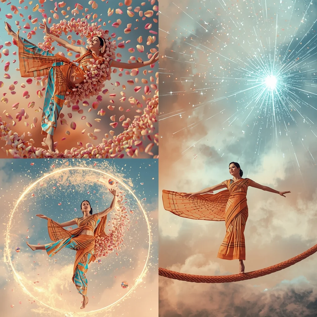 Festive Fancy Saree Magnetic-Levitation Liquid Mirror | Saree Prompt