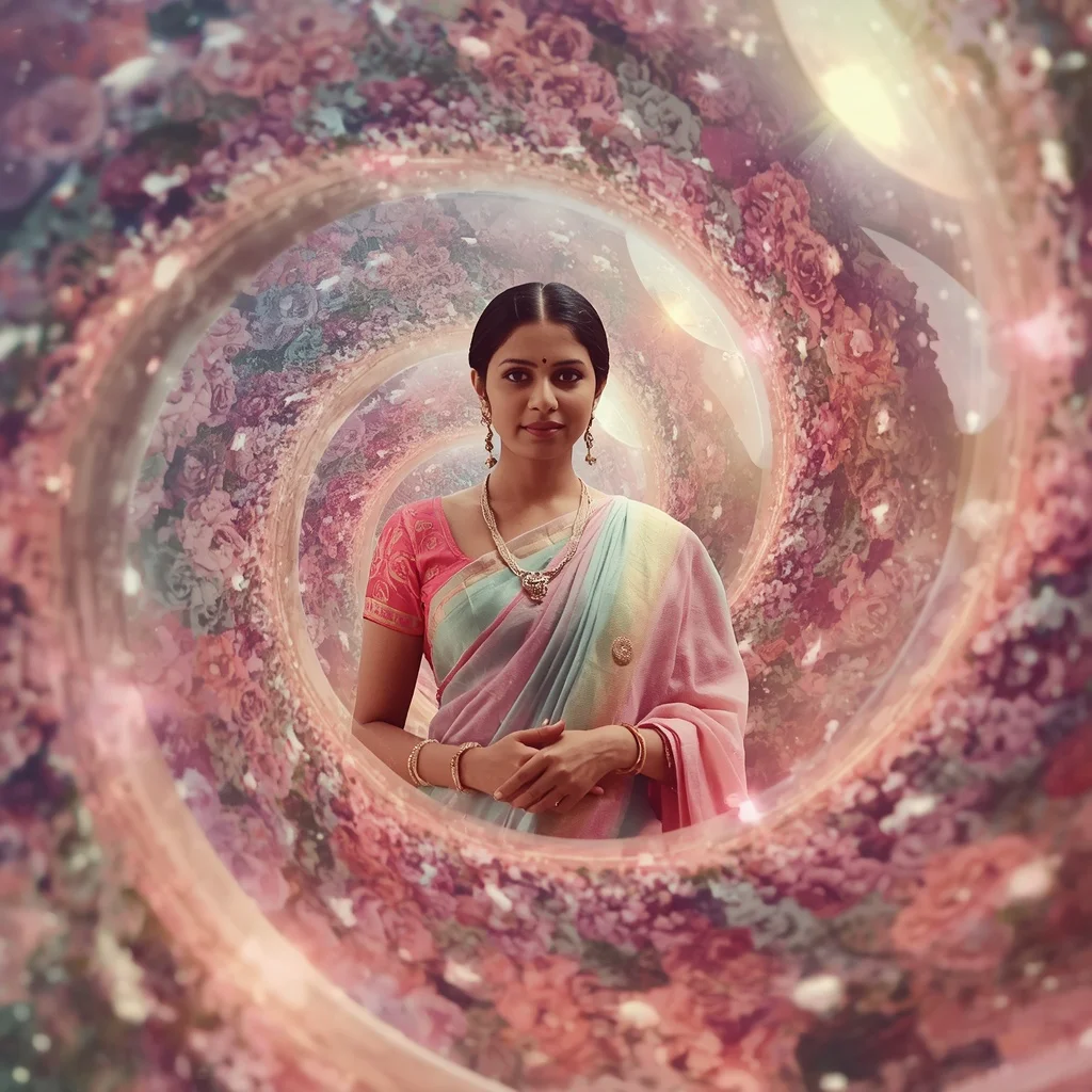 Festive Pastel Saree Aura Spiral Gardenia Galaxy Collage Cinematic | Prompt Ai For Girl Instagram