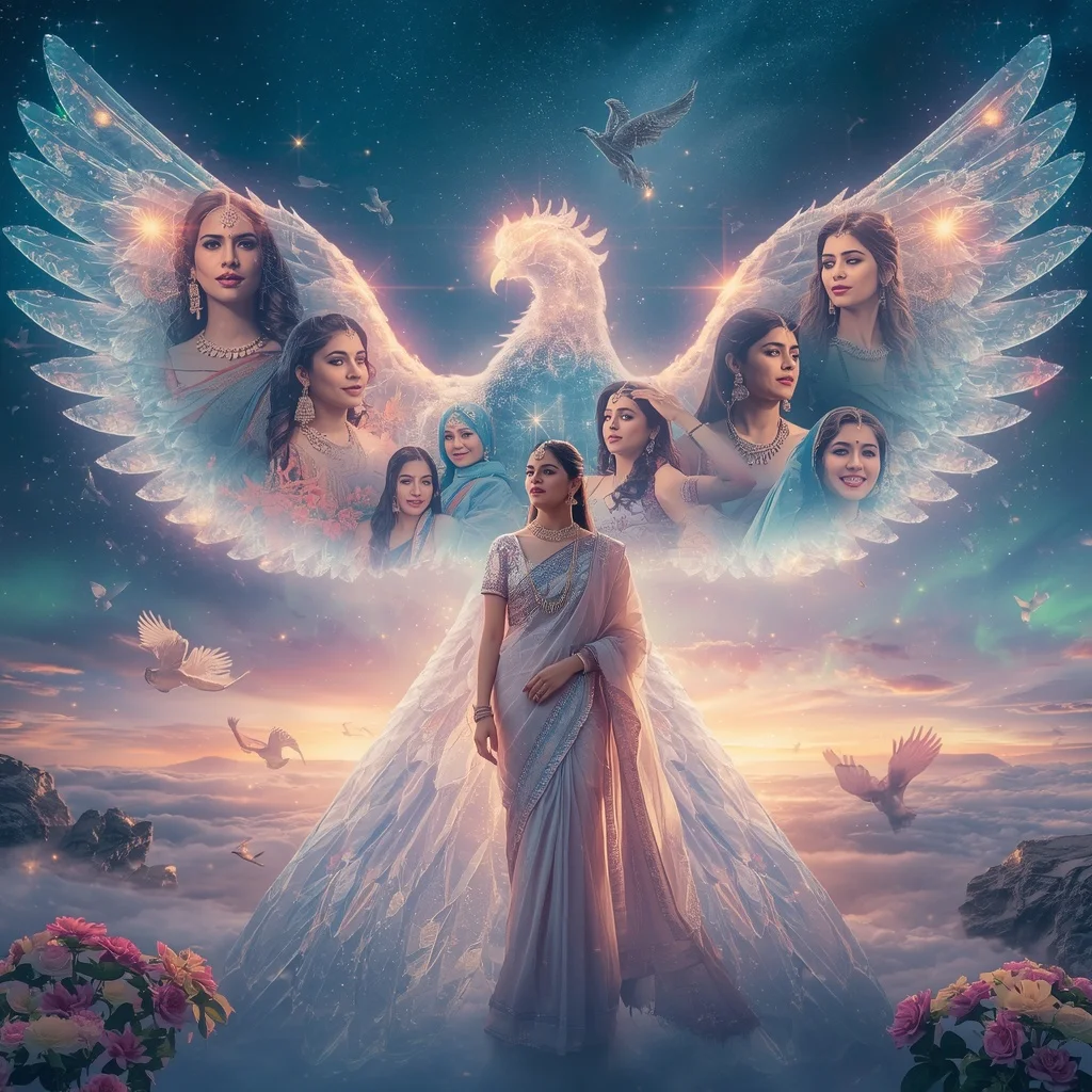Festive Pastel Saree Celestial Crystal Phoenix Universe Collage Premium Cinematic | Prompt Trending Girl 2026