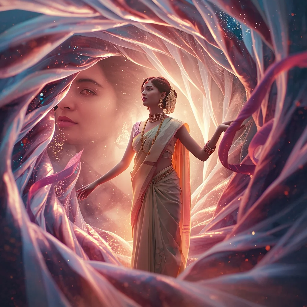 Festive Pastel Saree Cosmic Ribbon Tornado | Indian Girl Galaxy Motion Cinematic Viral Prompt | Best Prompt For Ai Image Generator Free