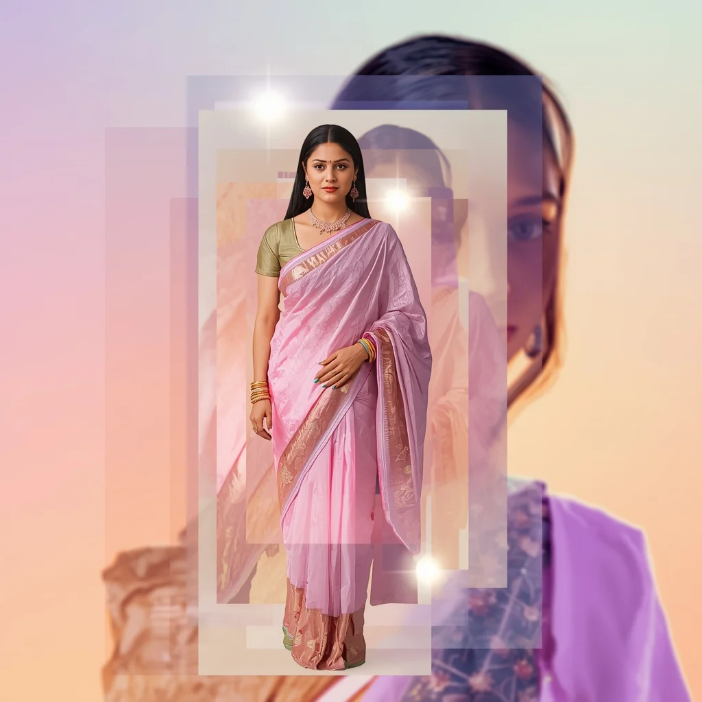 Festive Pastel Saree Dimension Collapse Collage | Indian Girl Reality Merge Aesthetic Cinematic Viral Prompt | Gemini Ai Prompt Saree Copy Paste