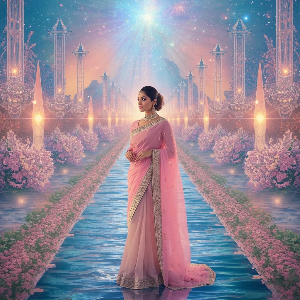 Festive Pastel Saree Eternal Aurora Diamond Celestial Dynasty Collage Cinematic Luxury | Trending Prompt Girls Instagram