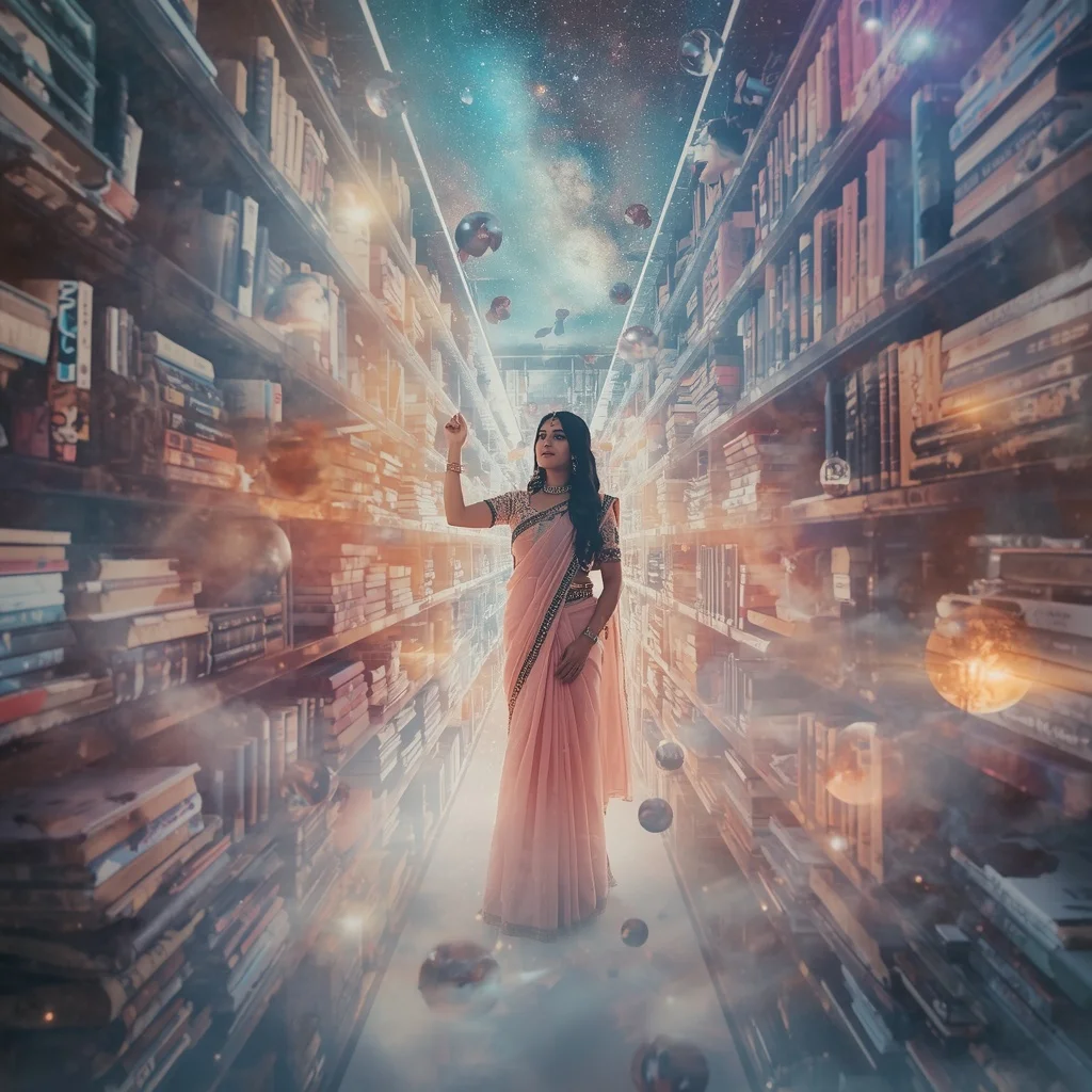 Festive Pastel Saree Floating Crystal Nebula Dream Archive Collage Cinematic | Festive Prompt