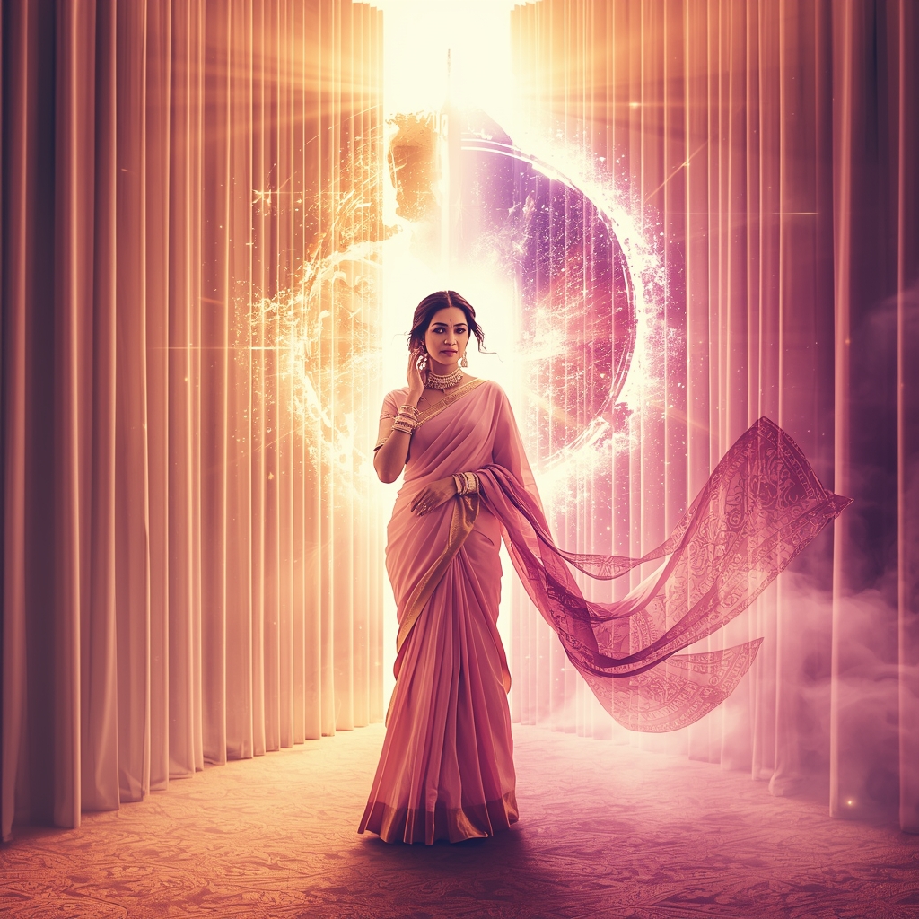 Festive Pastel Saree Imperial Cosmic Curtain Galaxy Burst Collage | Regal Symphony Prompt | Bridal Saree Ai Prompt For Instagram Reel