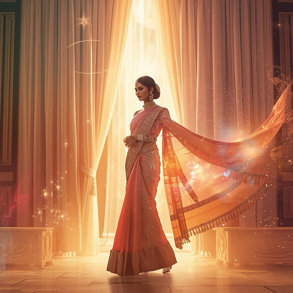 Festive Pastel Saree Imperial Cosmic Curtain Galaxy Burst Collage | Regal Symphony Prompt | Bridal Saree Ai Prompt For Instagram Reel