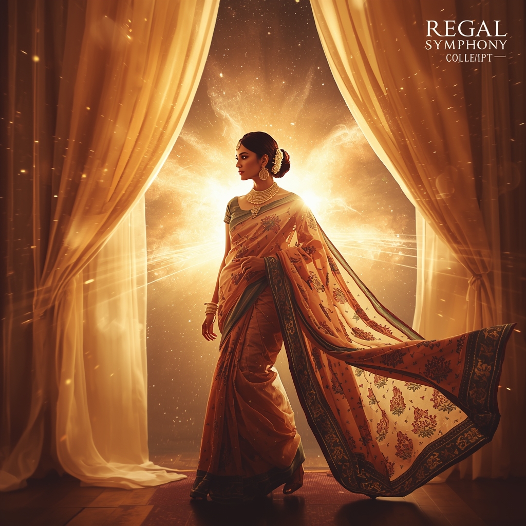 Festive Pastel Saree Imperial Cosmic Curtain Galaxy Burst Collage | Regal Symphony Prompt | Traditional Saree Ai Prompt