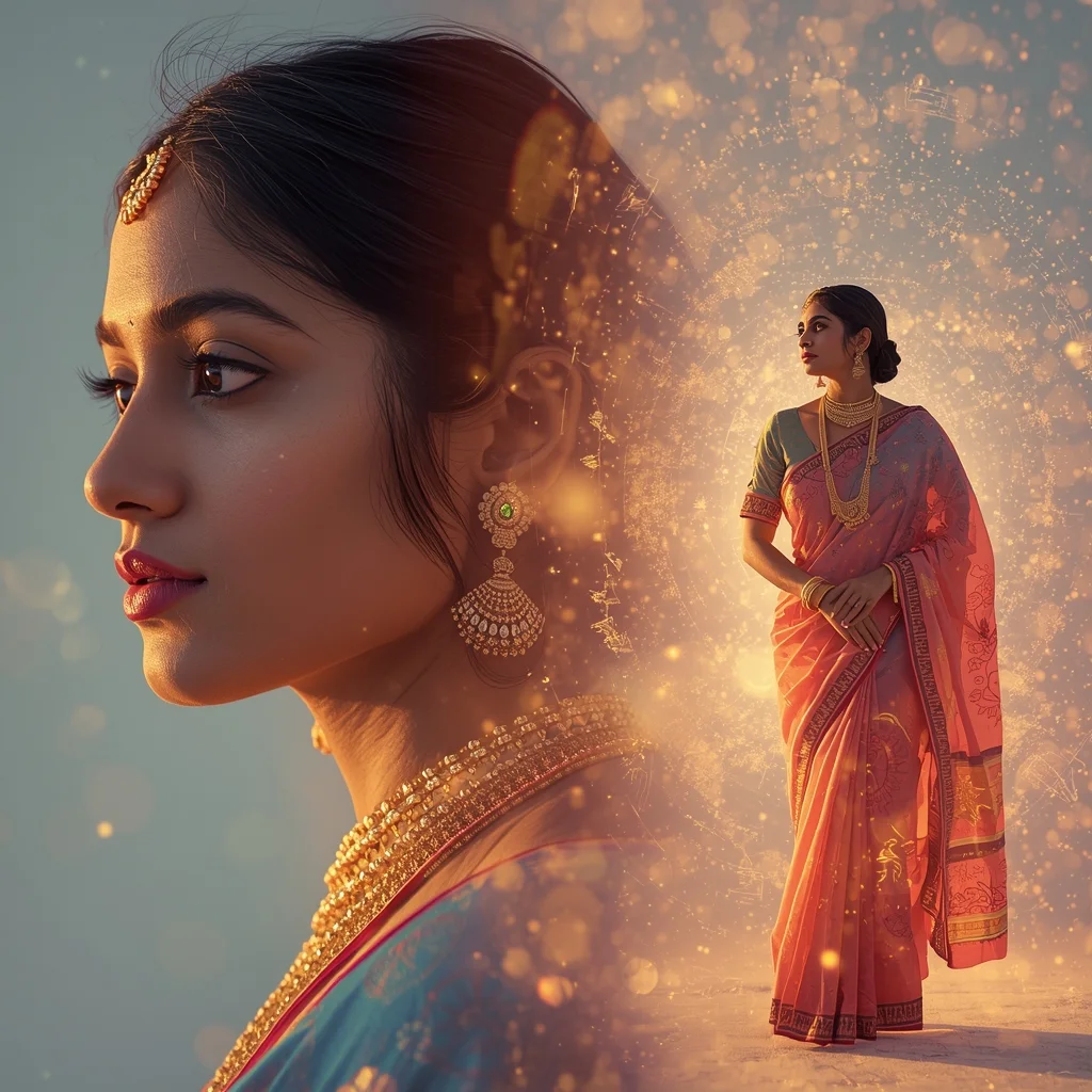 Festive Pastel Saree Infinite Creative Awakening Collage | Total Expansion Luxury Prompt | Saree Prompt For Women