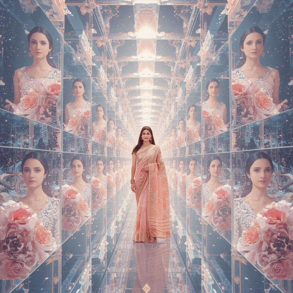 Festive Pastel Saree Infinite Crystal Celestial Monarch Collage Premium Cinematic | Instagram Girl Gemini Prompt