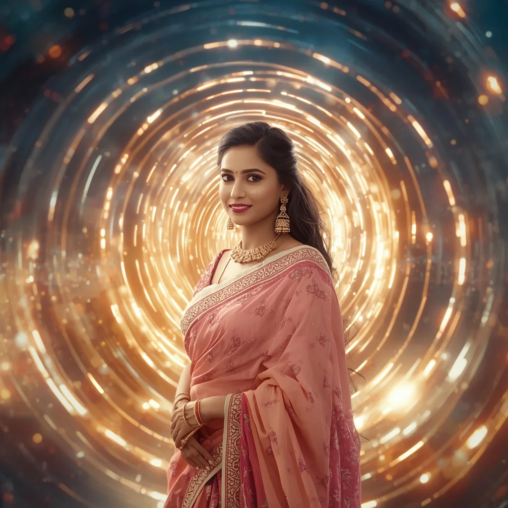 Festive Pastel Saree Infinite Light Orbit Celestial Kingdom Collage Premium Cinematic | Attitude Girl Prompt