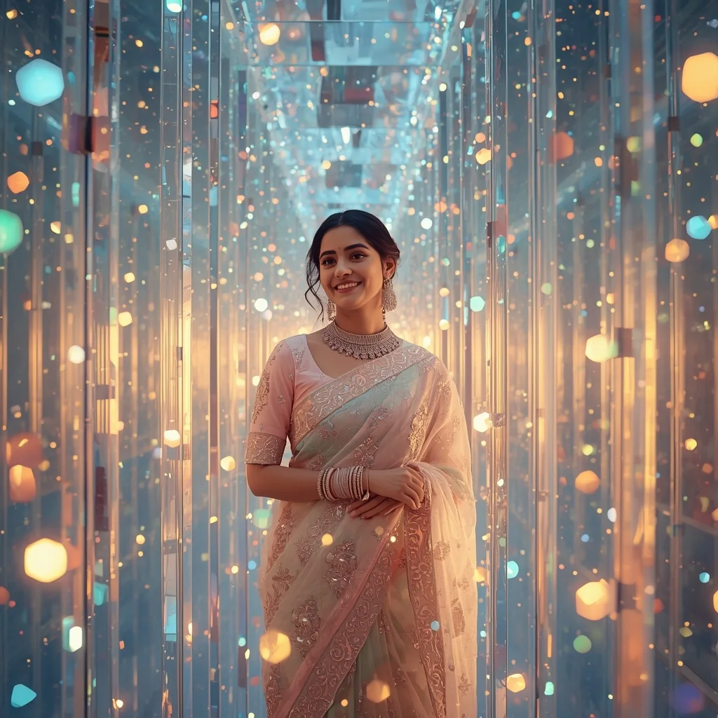 Festive Pastel Saree Infinite Prism Celestial Archive Collage Premium Cinematic | Prompt Ai