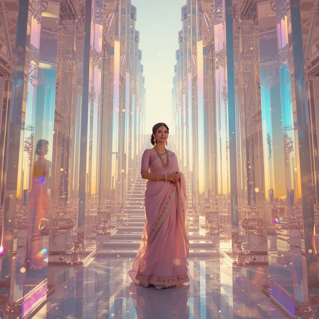 Festive Pastel Saree Infinite Prism Celestial Temple Collage Premium Cinematic | Gemini Ai Photo Prompt Copy Paste Trending Girl 2026 Instagram