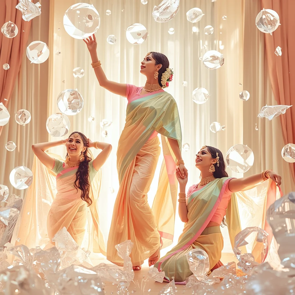 Festive Pastel Saree Light Crystal Flow Royal Silk | Saree Photoshoot Ai Prompt