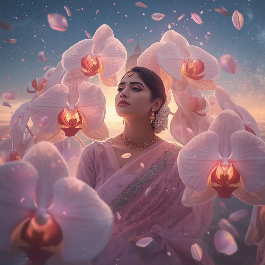 Festive Pastel Saree Light Orchid Galaxy Dream Basilica Horizon Collage Cinematic | Prompt Seen Trending Girl Instagram