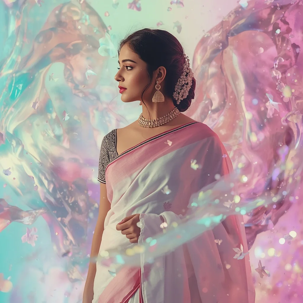 Festive Pastel Saree Liquid Aurora Sanctuary Ocean Collage Luxury Cinematic | Prompt Seen Trending Girl 2026 Instagram