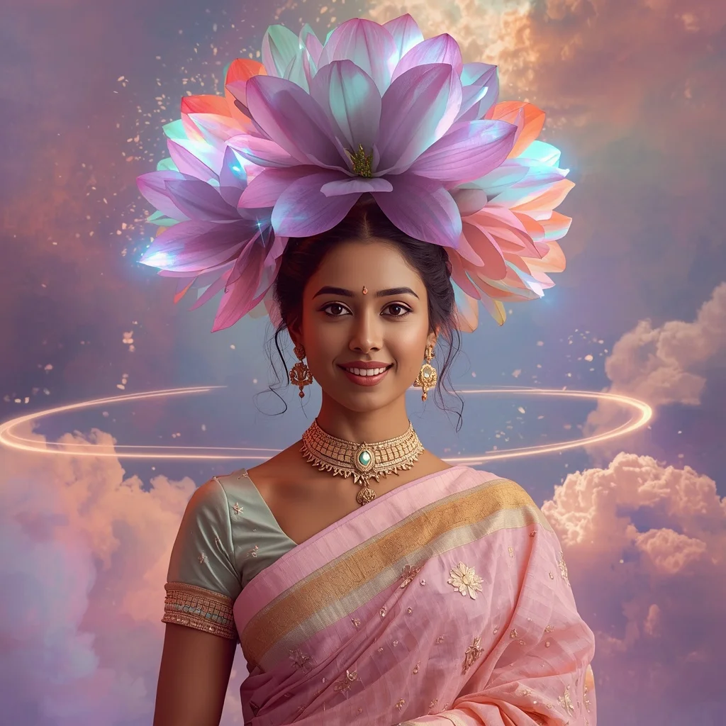 Festive Pastel Saree Neon Galaxy Magnolia Crown Collage Modern Cinematic | Best Ai Prompt 2026