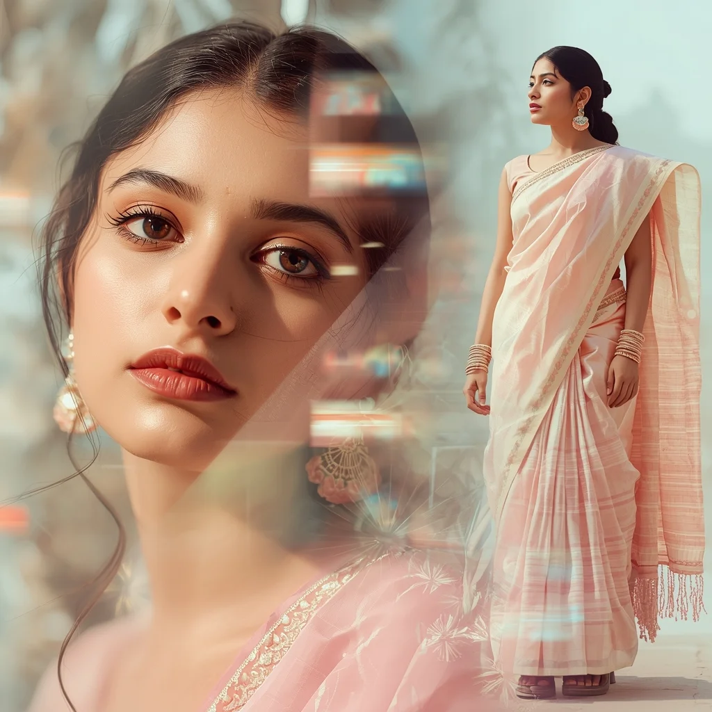 Festive Pastel Saree Reality Predicts Itself Collage | Future Echo Luxury Prompt | Gemini Saree Prompt For Instagram